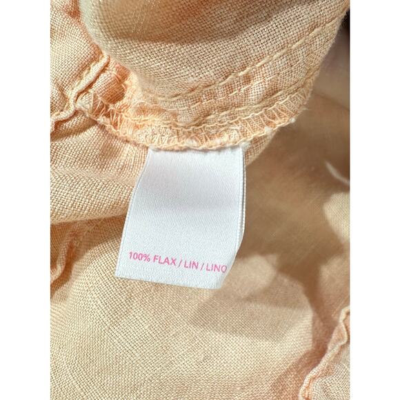 Victorias Secret Linen Pants 4 Short (33x29) Peach Drawstring Wide Leg Low Rise - Picture 4 of 9